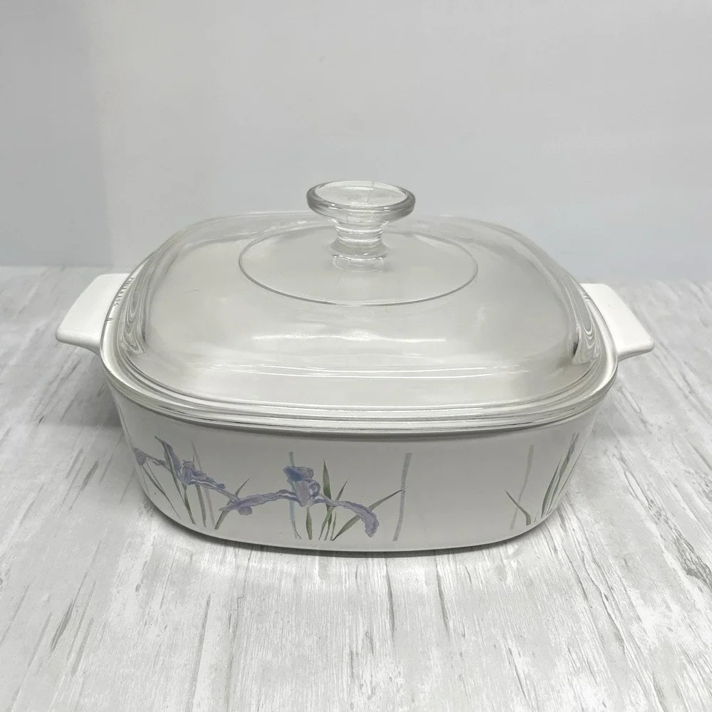 Vintage‎ Corning Ware Shadow Iris A-2-B Casserole 2 Liter With A-9-C Pyrex Lid
